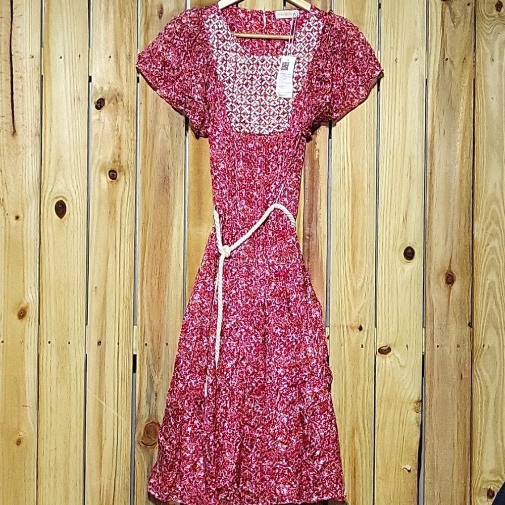 Tory Burch Red Floral Silk Dress